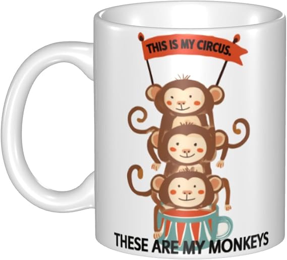 Funny Monkey Coffee Mug with Fun Saying 11oz Ceramic Tea Cup Novelty Gifts for Women Men Friends Home Office