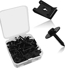M4.2 Fender Liner Screw Bolts U-Nut Clips Kit, Automotive Body Hex Head Screw U Clips Fastener Set, Universal Bolts and Nuts U Clamp Kit for Engine Splash Shield Bumper Radiator Hood(25Sets)