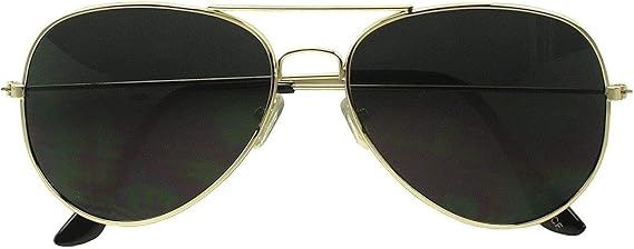 Rhode Island Novelty Dark Aviator Sunglasses Gold Frame with Black Lens One Pair