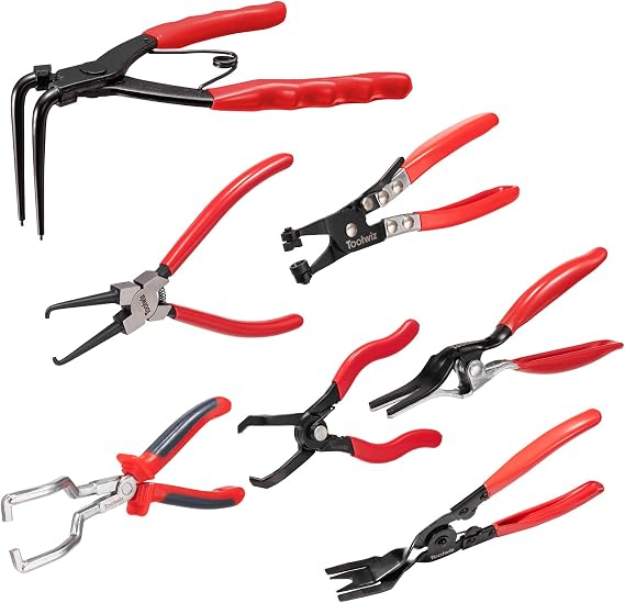 Toolwiz 6 pcs Fuel Line Pliers Set + Snap Ring Pliers