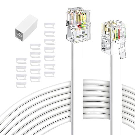moeverEX 2 Pcs Phone Extension Cord 25 Ft, Telephone Cable with RJ11 Plug