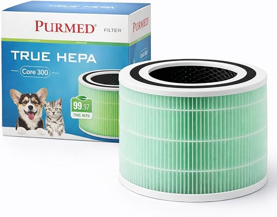 Purmed Levoit Core 300, Core 300S Air Purifier Compatible Hepa + Carbon Filter - (Green)