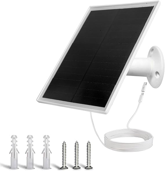 6W Solar Panel Charger,Micro & USB C for DC 5V Outdoor Security Camera