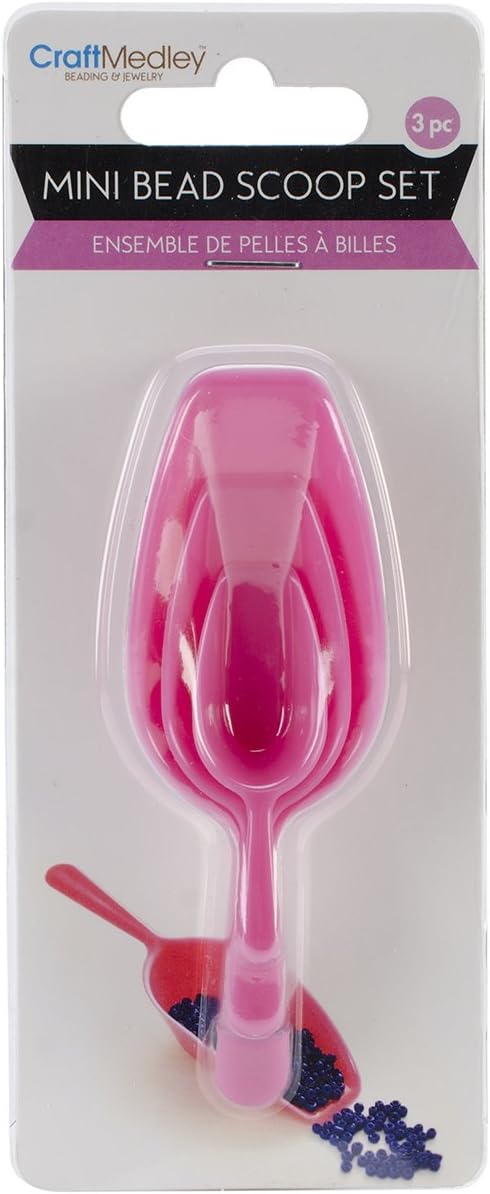 Craft Medley BT256 Beading & Jewelry Tool, Scoop-It Mini Bead Scoop Set, 3-Piece