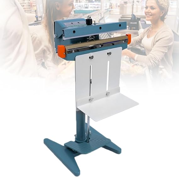 Manual Impulse Sealer, Commercial Plastic Poly Bag Heat Sealing Machine with Cargo Pallet, Foot Operated Aluminum Foil Bag Sealer for Supermarkets, Factories, Coffee Shops, Clothing Stores