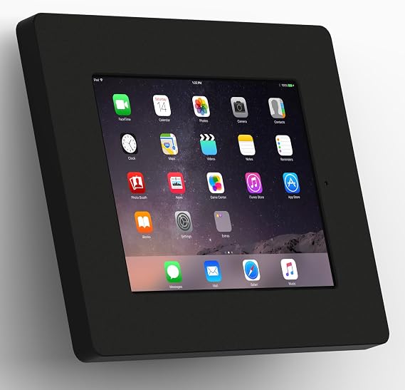 VidaMount Black Home Button Covered Enclosure and Fixed Tilted 15 Wall Mount [Bundle] Compatible with iPad 2/3/4