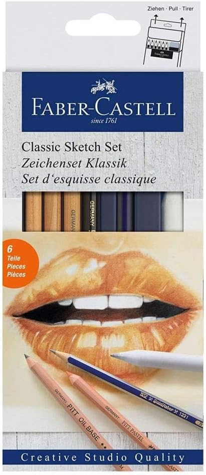 Faber-Castell Creative Studio Classic Sketch Set, Monochrome, Single Pencil, for Art, Craft, Drawing, Sketching, Home, School, University, Colouring