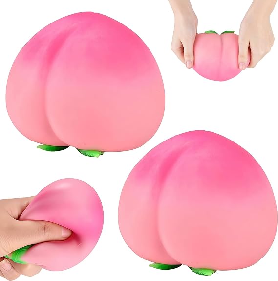 2 PCS Peach Squeeze,Peach Squishies Slow Rising Stress Relief Toy,Juicy Peach Fruit Squishy,Fast Rising Stress Relief Simulation Fruit,Anxiety Sensory Stress Squishy Hand Squeeze