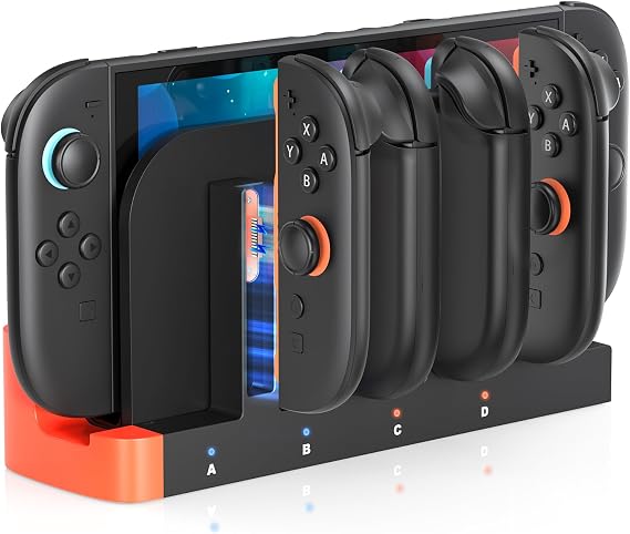 Charging Station for Switch 2 Controller Charging Station Compatible with Joy Con 2 Klipdasse 4-in-1 Compact Magnetic Charger Accessories for Nintendo Switch 2