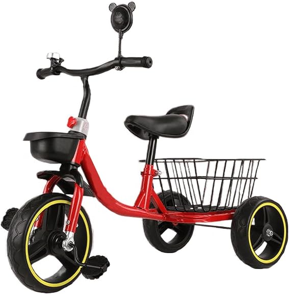 3-5 Years Old Toddler tricycles,Outdoor Kids Cruiser trikes with Large Rear Plastic Basket,Independent Riding Small 3 Wheelers,Foam Wheel
