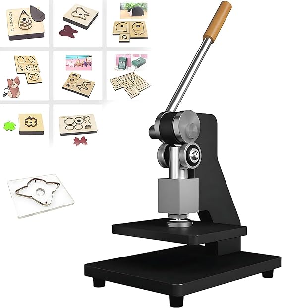 Manual Die-Cutting Press,1-ton Pressure Stamping Press,die Cutting Machine,for Leather Die Cutter,Punching,Embossing,Other Pressing Work (Black Square Pressure Plate)