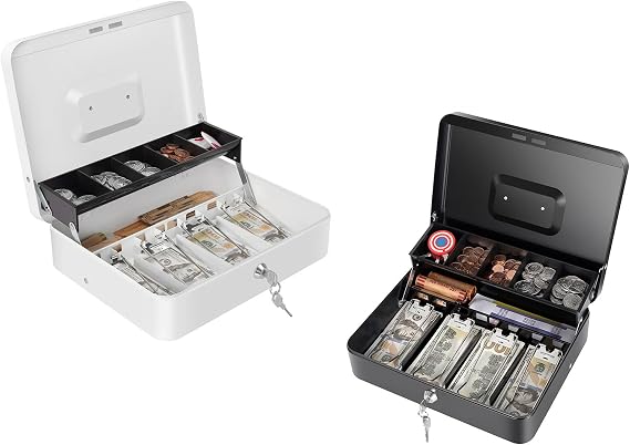 Cash Box with Money Tray and Key Lock 11.8"x9.45"x3.54"