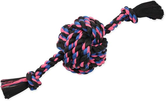 Mammoth Pet Products Flossy Chews Multi Color Monkey Fist Ball with Rope Ends - Premium Cotton-Poly Rope Tug Toy for Dogs - Interactive Dog Tug Toy - Heavy Duty Dog Toy with Rope Ball for Big Dogs - Jumbo, 20 - Assorted Colors