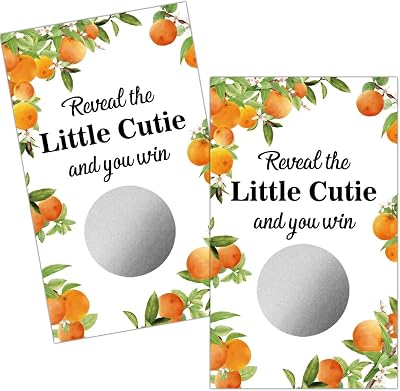 Haizct 50 Pack Reveal The Little Cutie Theme Scratch Off, Neutral Boy or Girl Event Theme Raffle Tickets, Birthday Party Game, Gender Reveal Activity, Little Cutie Scratch off