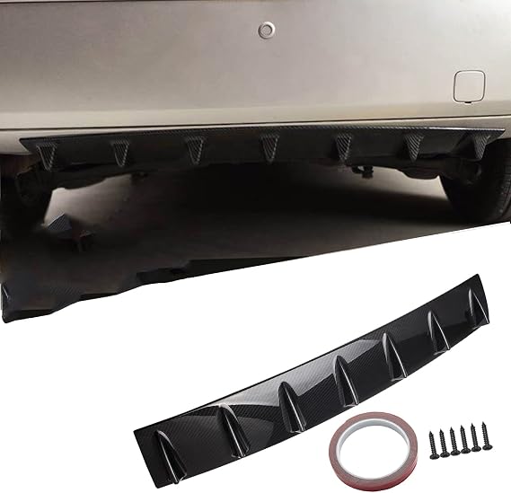 VEHSUN Universal Rear Under Spoiler, Rear Diffuser, Rear Bumper Spoiler, Rear Spoiler, Under Panel, Aero Parts, Rutex Generator, Shajufin Star, Shark Fin Style, ABS, Dress Up, Tape, Screws Included