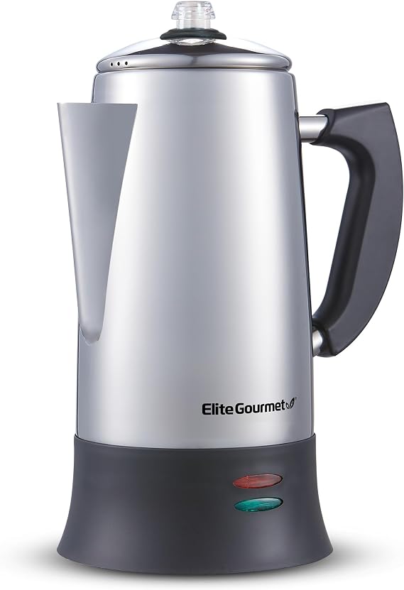 Elite Gourmet 12-Cup Electric Coffee Percolator, Keep Warm, Clear Brew Knob