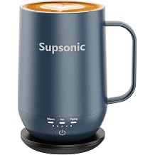 Supsonic - 16oz Self Heating Coffee Mug, Smart Heated Coffee Mug Faster Direct-Contact Heating Up to 149°F, Coffee Mug Warmer Set with Auto Shut-Off - Gifts for Men Women | S2