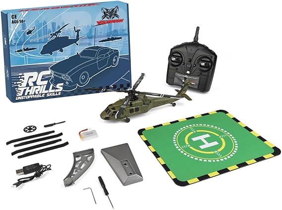 WL K170 Black Hawk UH-60L RC Helicopter, 170 Size 2.4G 4CH Flybarless Remote Control Helicopter with Adjustable Left and Right Hand Throttle (RTF Version)