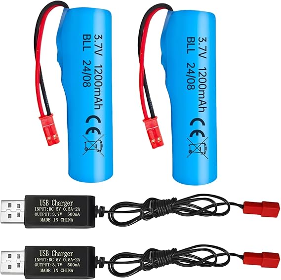 2PCS 3.7V 1200mAh Li-ion Battery with USB Charging Cable for HJ819 DE819 RC Boat Huina 1337 1338 1516 1517 RC Engineering Vehicle RC Toy Car Battery