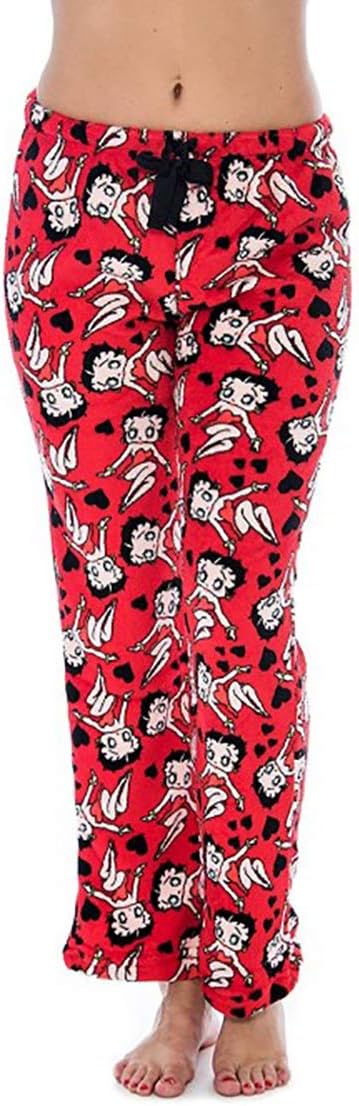 Betty Boop Women's Sleepwear Plush Fleece Lounge Pajama Sleep Pants S to XL (Red, M)