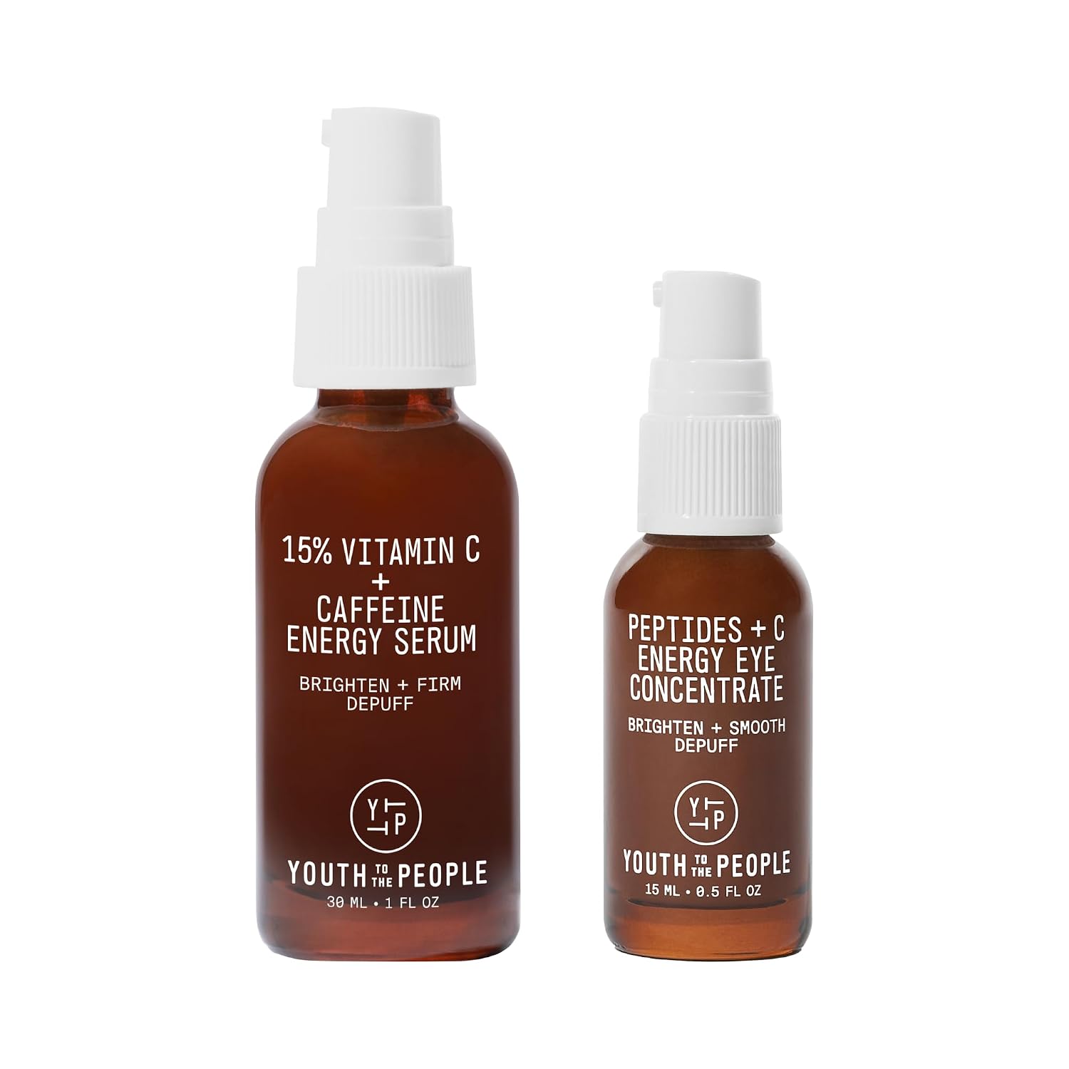 Youth To The People Energy Brightening Face  Eye Duo, 2-Pc Skincare Bundle Set, 15% Vitamin C  Caffeine Facial Serum 1oz  Peptides  C Energy Eye Concentrate 0.5oz