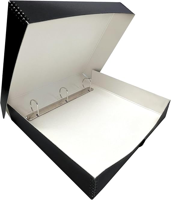 Lineco Archival Oversized 3-Ring Album Box, 13.25x11.75x2.5 inch, Black