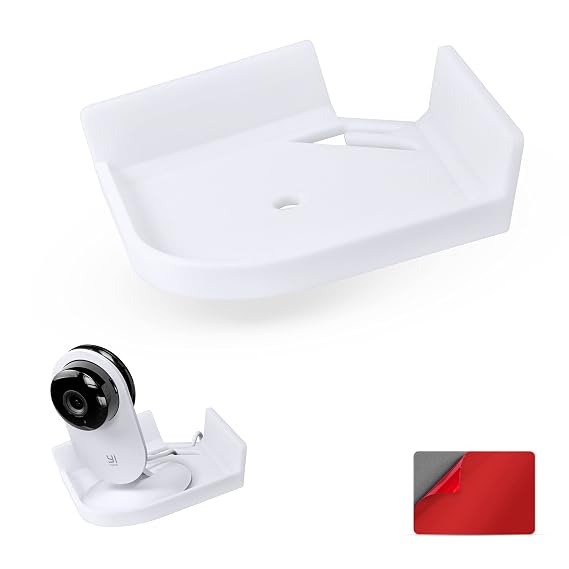 Universal Tilted Small Corner Wall Shelf, Floating, Stick On, No Screws for Baby Monitor for Crib, Overhead Security Camera Holder, Speaker & More, 3M Adheasive, by Brainwavz (UCRNMT01 White)