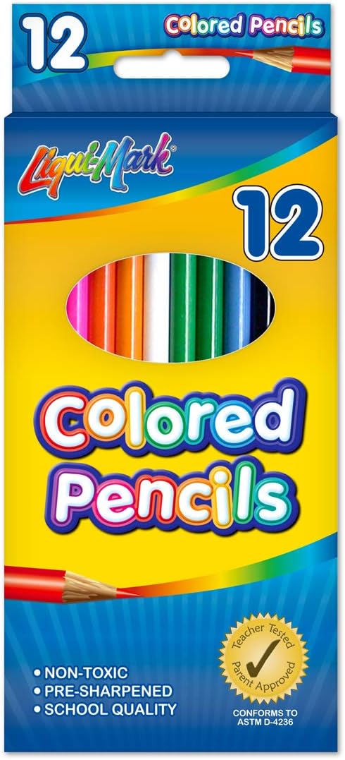 12-Pack Colored Pencils Pre-Sharpened Non-Toxic Wood Art Pencils for Kids, School, Drawing & Coloring
