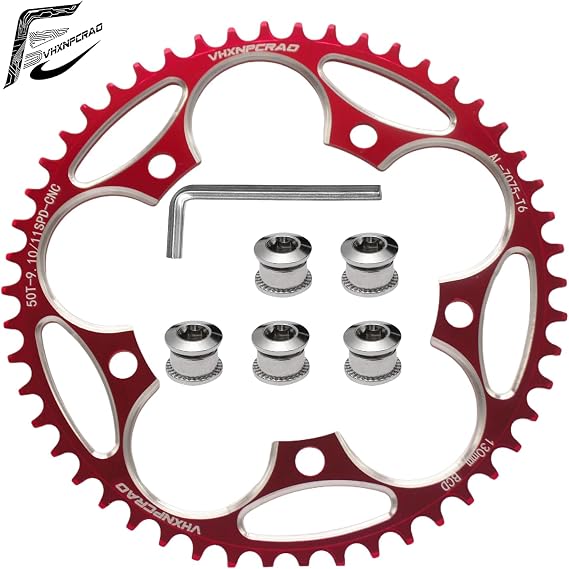 Round Bike Chainring, 130BCD Narrow Wide Single Chain Ring, 38T-60T, for 8-12 Speed Road Bike