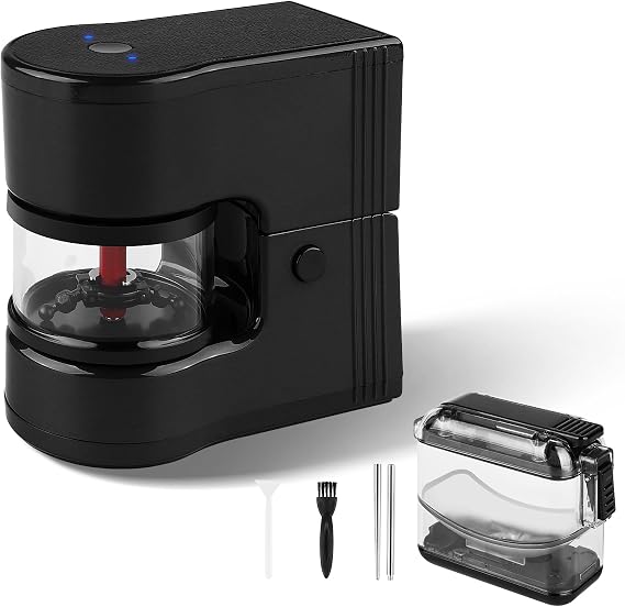 Herb Grinder Electric Portable, 1g Capacity, 1800mah Battery Powered with LED Lights, Electric Grinder for Kitchen, with 12g Storage Box, Black