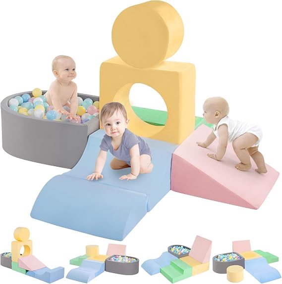 Climbing Toys for 1 Year Old, Foam Baby Soft Climbing Blocks with Ball Pit