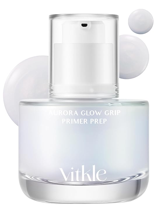 Aurora Glow Grip Primer Prep - Korean Illuminating Makeup Base for Radiant Skin - 8-Layer Hyaluronic Acid and Ceramides - Pore Minimizing, Sebum Control, Long Lasting Makeup, 1.01 fl.oz.