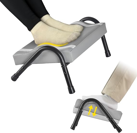 FUSLITE Ergonomic Adjustable Under Desk Foot Rest, Grey