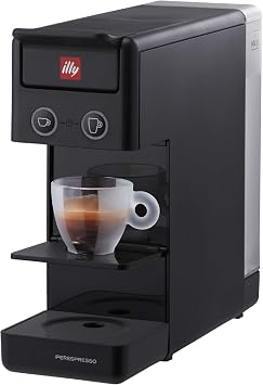 illy Y3.3 Espresso Machine, Single Serve Coffee Machine for IperEspresso Capsules, Single Cup Espresso Maker Black