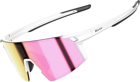 SCVCN Cycling Sunglasses, Mirrored UV400 Sports Glasses for Men Women S520