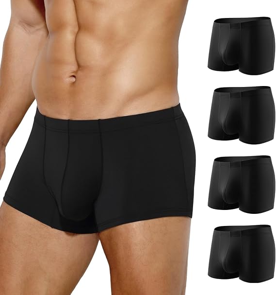Arjen Kroos Men's Boxer Briefs, Sexy Silky Breathable Ice Silk Mens Trunks Underwear, Underwear for Men 4 Pack
