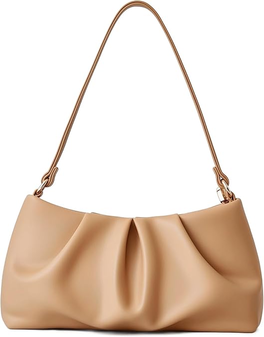PU Leather Evening Bag Evening Bag Ruched Clutch Purse for Women Detachable Double Shoulder Straps Crossbody Bag