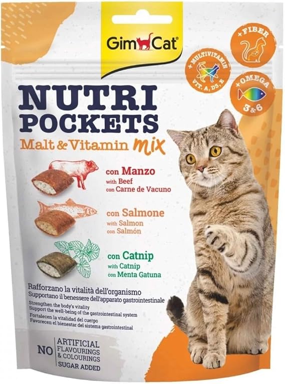 GimCat Nutri Pockets Mix - Crunchy snack for cats with creamy filling and functional ingredients - 1 bag (1 x 150 g)