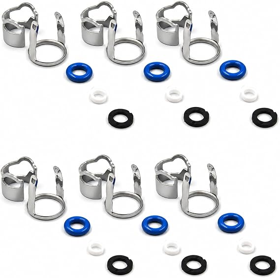 HiSport 06E998907G Fuel Injection Valve Seals Repair O Ring Kit | Compatible with VW Audi A4 A5 A6 A8 Q7 Touareg 2.8L 3.2L V6 V8, Replacement for 06E998907, 06E998907E, 06E906036P, 6 Sets