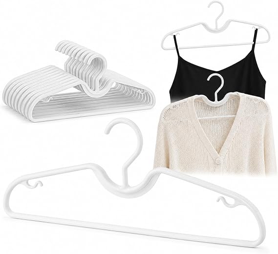 BESTonZON 10Pcs Short Neck Hangers Plastic Clothes Hanger Non Slip Grip