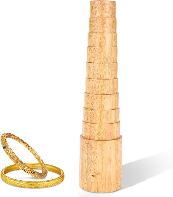 Cyrank Wooden Step Bracelet Mandrel, Ring Sizer Measuring Tool Oval Sizing Wrapping Tool Jewelry Ring Sizer Mandrel for Jewelry Finger Ring Making