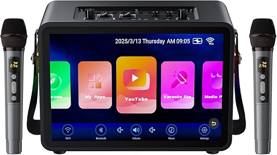 Karaoke Machine for Adults,Built-in 14.0" Touch Screen,with Lyrics Display, Karaoke System with 400W Speaker,Portable PA System with 2 Wireless Microphones for Home Outdoor Party (1688S)