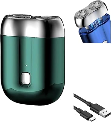 mini Double Head Electric Shave,Portable Razor, Washable Double Head, Pocket Size for Home, Car, Travel Green