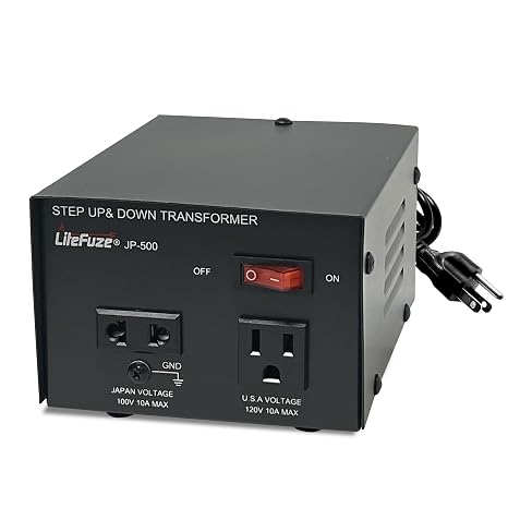 LiteFuze 500W Japan Voltage Converter Transformer Step Up/Down 100V to 120V / 120V to 100V Heavy Duty Power Converter with Fuse Protection & Fully Grounded Cord (JP-500)