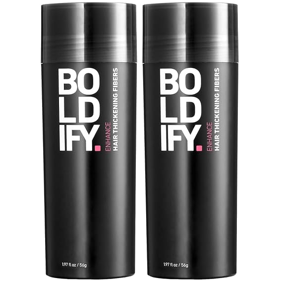 BOLDIFY Hair Fibers for Thinning Hair, for Women & Men, Black 56g x2 | Instantly Fills Thinning & Fine Hair for a Fuller, Thicker Look - Thin Spot Cover Up - Hair Building Fibers & Hair Powder