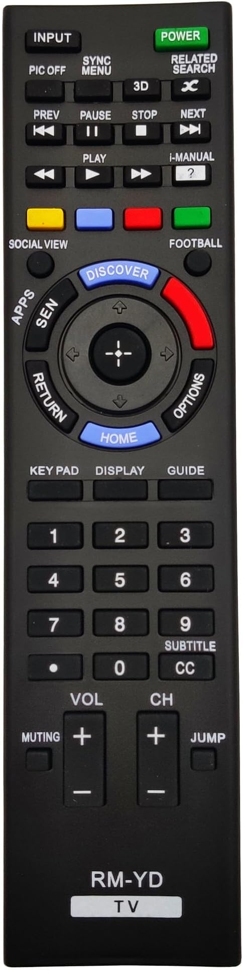RM-YD101 TV Remote Control Replacement | [INTECHING Make] For use with Sony KDL-40W605B, KDL-40W607B, KDL-40W609B, KDL-48W605B, KDL-48W607B, KDL-48W609B, KDL-60W605B,
