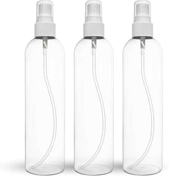 BRIGHTFROM Fine Mist Spray Bottles 8 oz, Empty Refillable Containers - Essential Oils, Disinfectant Spray, Water - Pack of 3