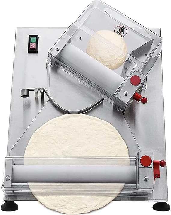 Commercial Pizza Dough Roller Sheeter, Max 16", Automatic Electric Pizza Dough Roller, Stainless Steel Adjustable Thickness Dough Machine, for Bakeries Pizzerias, Restaurants Kitchens,40cm