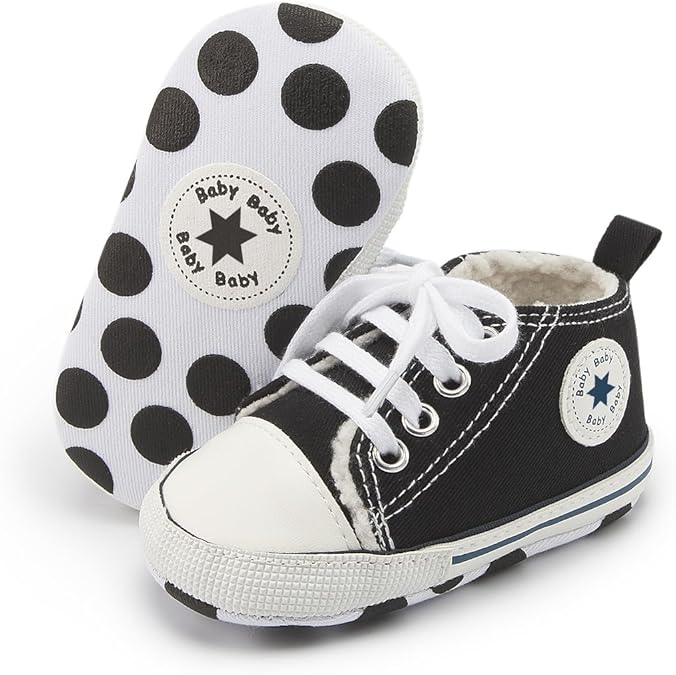 KIDSUN Tutoo Unisex Baby Boys Girls High Top Sneaker Soft Anti-Slip Sole Newborn Infant First Walkers Canvas Denim Shoes