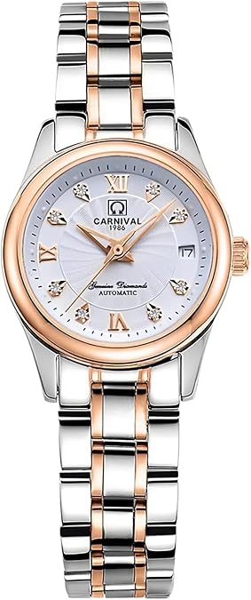 Gosasa Luxury Women's Automatic Watch Fashion Analog Stainless Steel Link Waterproof Ladies Dress Watch